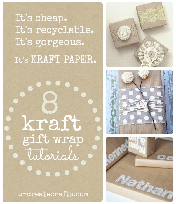 8 Simple Kraft Paper Gift Wrap Ideas! ucreateparties.com