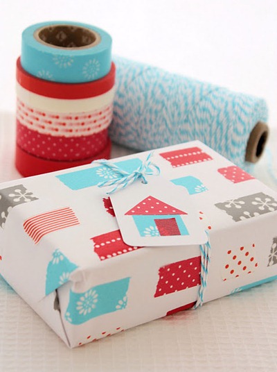 washi tape gift wrap