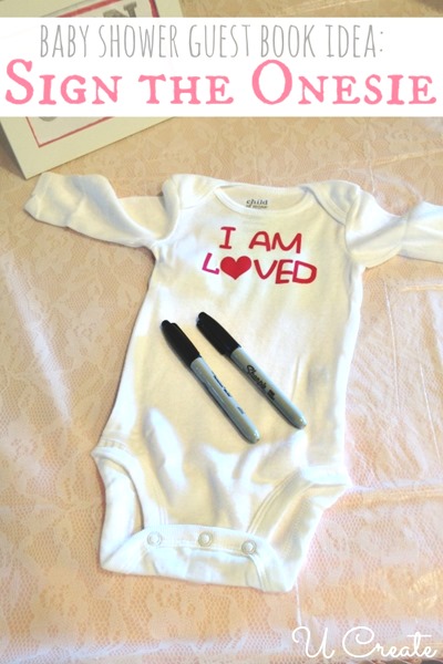 Baby Shower Guest Book Idea Sign the Onesie u-createcrafts.com